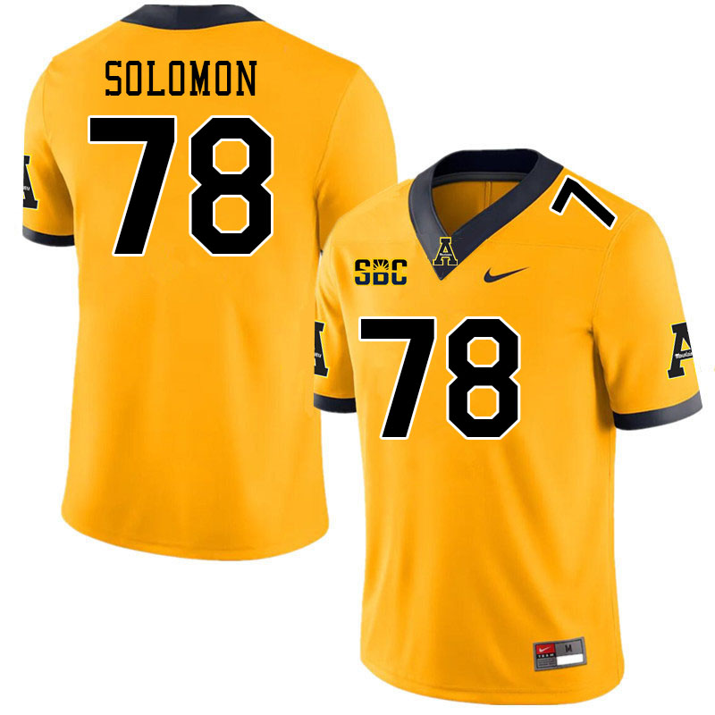 Men #78 Joseph Solomon Appalachian State Mountaineers College Football Jerseys Stitched Sale-Gold